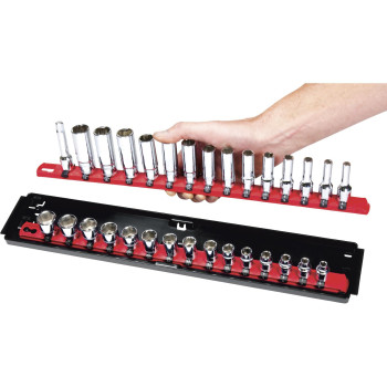 Ernst Manufacturing 18Inch Socket Boss 2Rail 12Inchdrive Socket Organizer Red