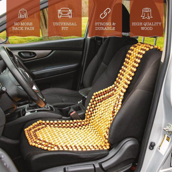 Zone Tech Wood Beaded Seat Cushion Premium Quality Car Massaging Double Strung Wood Beaded Seat Cushion For Stress Free All Da