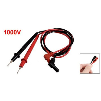 Uxcell 1000V Banana Connector Detachable Threaded Tip Multimeter Probe Test Lead Without Cover Black Red Pair