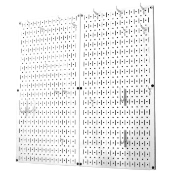 Wall Control Kitchen Pegboard Organizer Pots And Pans Pegboard Pack Storage And Organization Kit With White Pegboard And White A