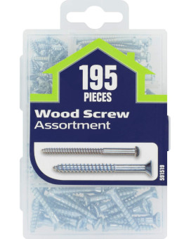 Hillman 591519 Small Small Wood Screw Assortment 195Pack Zinc