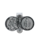 St Christopher Medal Pendant Miraculous Medal Immaculate Conception Saint Mary Visor Clip