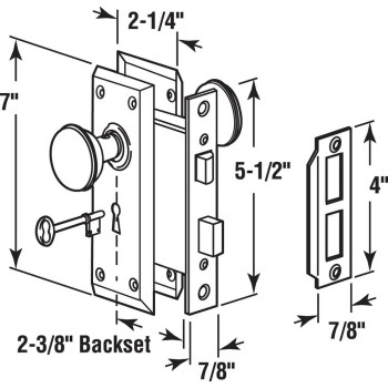 Primeline E 2330 Mortise Keyed Lock Set With Satin Nickel Knob Perfect For Replacing Broken Antique Lock Sets And More Fits