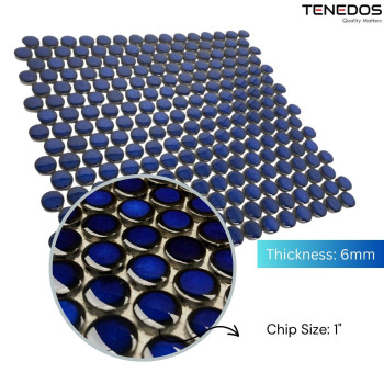 Tenedos Penny Round Cobalt Blue Porcelain Wall Tile Mosaic Shiny Look For Kitchen Backsplash Pool Tile Bathroom Wall Accent W