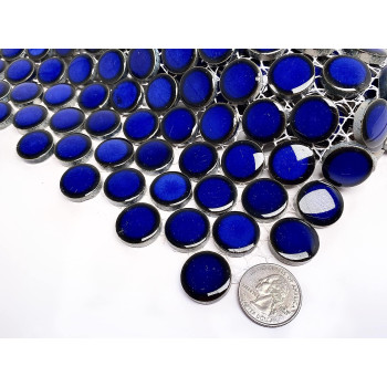 Tenedos Penny Round Cobalt Blue Porcelain Wall Tile Mosaic Shiny Look For Kitchen Backsplash Pool Tile Bathroom Wall Accent W