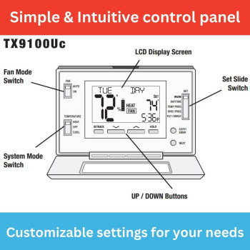 Lux Ltx9100U Programmable 7 Day Thermostat 2 Heat 2 Cool