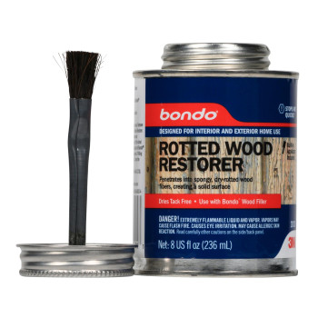 Bondo Rotted Wood Restorer 8 Fl Oz Penetrates Into Spongy Dryrotted Wood Fibers Creating A Solid Surface Dries Clear And T