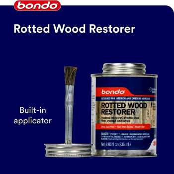 Bondo Rotted Wood Restorer 8 Fl Oz Penetrates Into Spongy Dryrotted Wood Fibers Creating A Solid Surface Dries Clear And T