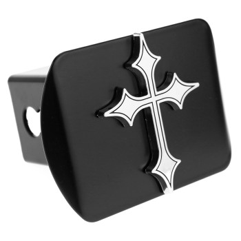 Hitchcover Christian Cross 3D Chrome Emblem On Black Trailer Metal Fits 2 Receivers