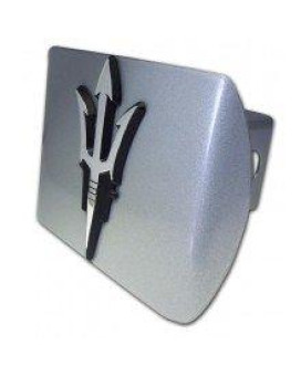 Arizona State Sundevils Brushed Silver With Chrome Pitchfork Emblem Metal Trailer Hitch Cover Fits 2 Inch Auto Car Truck