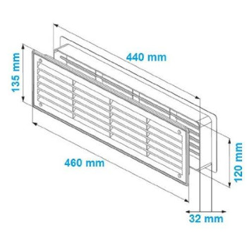 440Mm X 120Mm 18 X 5 Inch Two Sided White Door Air Vent Grille Door Vent Register For Interior Door Bathroom Bedroom