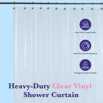 Epica Strongest Heavyduty Clear Vinyl Shower Curtain Liner 72 Inches X 72 Inches Clear