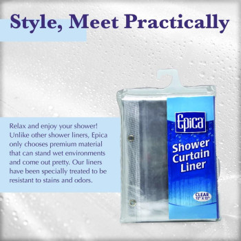 Epica Strongest Heavyduty Clear Vinyl Shower Curtain Liner 72 Inches X 72 Inches Clear