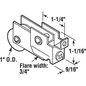 Primeline D 1753 1 In Steel Ball Bearing Sliding Door Roller Assembly For King Mirror Single Pack Gold