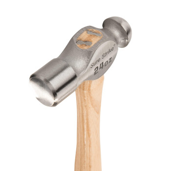 Estwing Sure Strike Ball Peen Hammer 24 Oz Metalworking Tool With Forged Steel Head Hickory Wood Handle Mrw24Bp