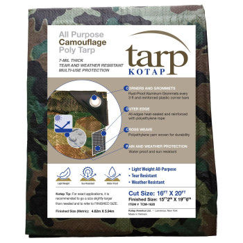 Kotap Allpurpose Multiuse 7Mil Poly Tarp Greenblack 16 X 20 Ft Tcm1620 Camouflage