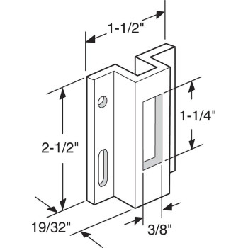 Primeline E 2124 Extruded Aluminum Sliding Door Keeper For Hook Style Latch White Single Pack