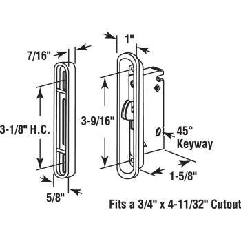 Primeline E 2487 3916 In Steel Mortise Lock And Keeper 1 Set