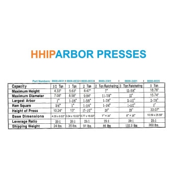 Hhip 86000031 Heavy Duty Arbor Press 5 Ton Capacity 10 Height Pack Of 1