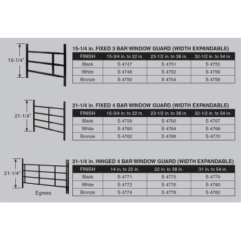 Primeline S 4770 Carbon Steel Fixed 4Bar Window Grill For Home Security And Child Safety 3212 In To 54 In Bronzek 1 Set