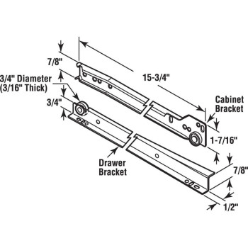 Primeline R 7210 Drawer Slide Kit Replace Drawer Track Hardware Selfclosing Design Fits Most Bottom Sidemounted Drawer