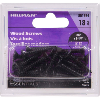 The Hillman Group 851974 12 X 114Inch Wood Screw Flat Head Phillips Black Finish