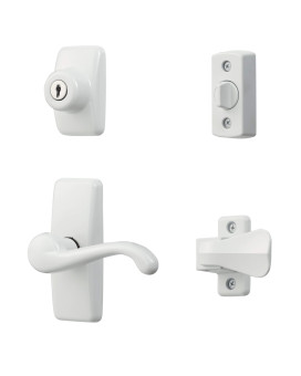 Ideal Security Door Lever With Keyed Deadbolt Lock For Storm And Screen Doors White 4Piece Set