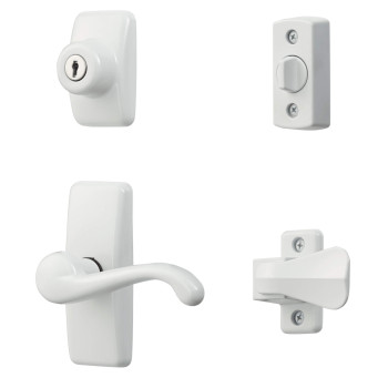 Ideal Security Door Lever With Keyed Deadbolt Lock For Storm And Screen Doors White 4Piece Set