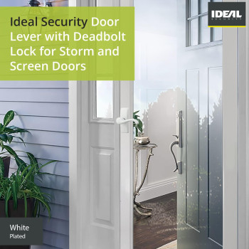 Ideal Security Door Lever With Keyed Deadbolt Lock For Storm And Screen Doors White 4Piece Set