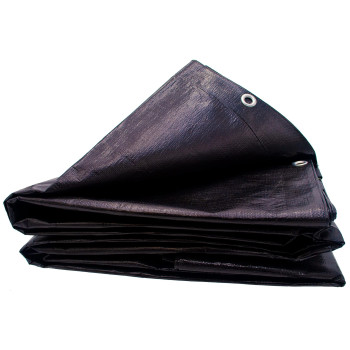 15 Ft X 15 Ft Heavy Duty 6 Oz Black Poly Tarp 1112 Mil Thick