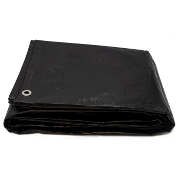 15 Ft X 15 Ft Heavy Duty 6 Oz Black Poly Tarp 1112 Mil Thick