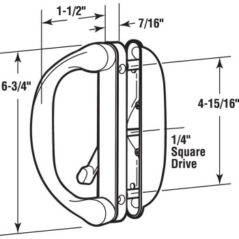 Primeline C 1275 Diecast White Outside Patio Door Pull With Latch Single Pack