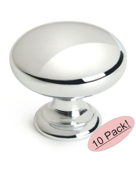 10 Pack Cosmas 4950Ch Polished Chrome Cabinet Hardware Round Mushroom Knob 114 Diameter