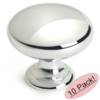 10 Pack Cosmas 4950Ch Polished Chrome Cabinet Hardware Round Mushroom Knob 114 Diameter