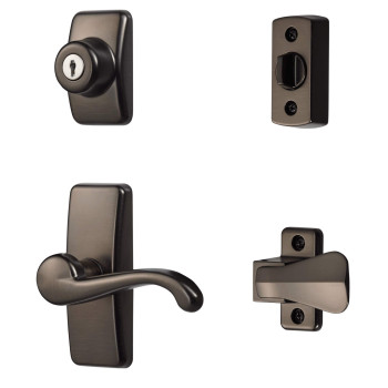 Ideal Security Door Lever With Deadbolt Lock For Storm And Screen Doors Oil Rubbed Bronze 4Piece Set