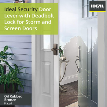 Ideal Security Door Lever With Deadbolt Lock For Storm And Screen Doors Oil Rubbed Bronze 4Piece Set