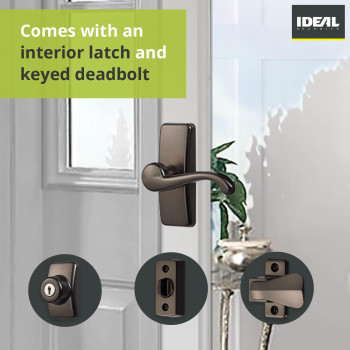 Ideal Security Door Lever With Deadbolt Lock For Storm And Screen Doors Oil Rubbed Bronze 4Piece Set