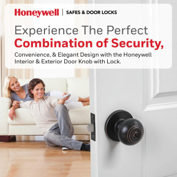 Honeywell Safes Door Locks Interior Exterior Door Knob With Lock Keys Set Anti Bump Resistant Front Door Knob For Bedr