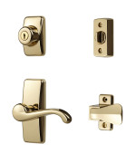 Ideal Security Door Lever With Deadbolt Lock For Storm And Screen Doors Bright Brass 4Piece Set