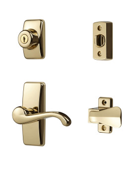 Ideal Security Door Lever With Deadbolt Lock For Storm And Screen Doors Bright Brass 4Piece Set