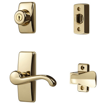 Ideal Security Door Lever With Deadbolt Lock For Storm And Screen Doors Bright Brass 4Piece Set