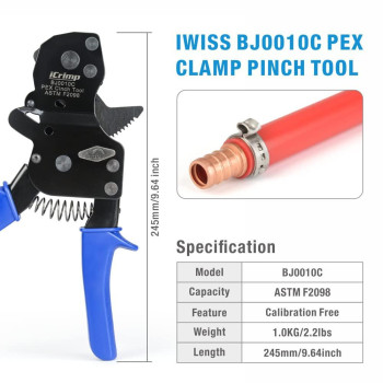 Icrimp F2098 Ratchet One Hand Pex Cinch Clamp Fastening Tools For Clamping Pipe Tubing 38 12 34 58 And 1 Easy O