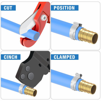 Icrimp F2098 Ratchet One Hand Pex Cinch Clamp Fastening Tools For Clamping Pipe Tubing 38 12 34 58 And 1 Easy O