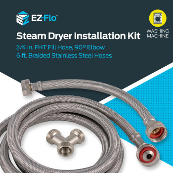 Eastman Steam Dryer Installation Kit 34 Inch Fht Fill Hose 90 Degree Elbow 6 Ft Braided Stainless Steel Hoses 41025