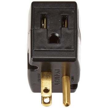 Leviton 692E 15 Amp 125 Volt Triple Cube Grounding Adapter Black