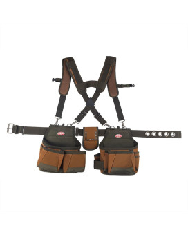 Bucket Boss Airlift Tool Belt With Suspenders Tool Belts Original Series 50100 With 12 Pockets Brown 52 Inch