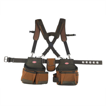 Bucket Boss Airlift Tool Belt With Suspenders Tool Belts Original Series 50100 With 12 Pockets Brown 52 Inch