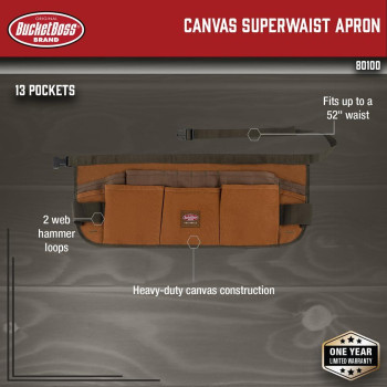 Bucket Boss Canvas Superwaist Work Apron In Brown 80100