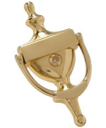 Hardware Essentials 852395 Bright Brass Door Knocker With Viewer 7In 1 Piece