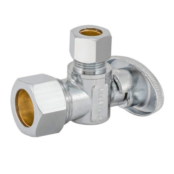 Eastman 38 Inch Od X 58 Inch Od 12 Inch Nom Quarter Turn Angle Stop Valve Brass Plumbing Fitting Chrome 10738Lf